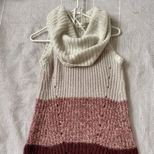 Ombre cowl neck knit sweater